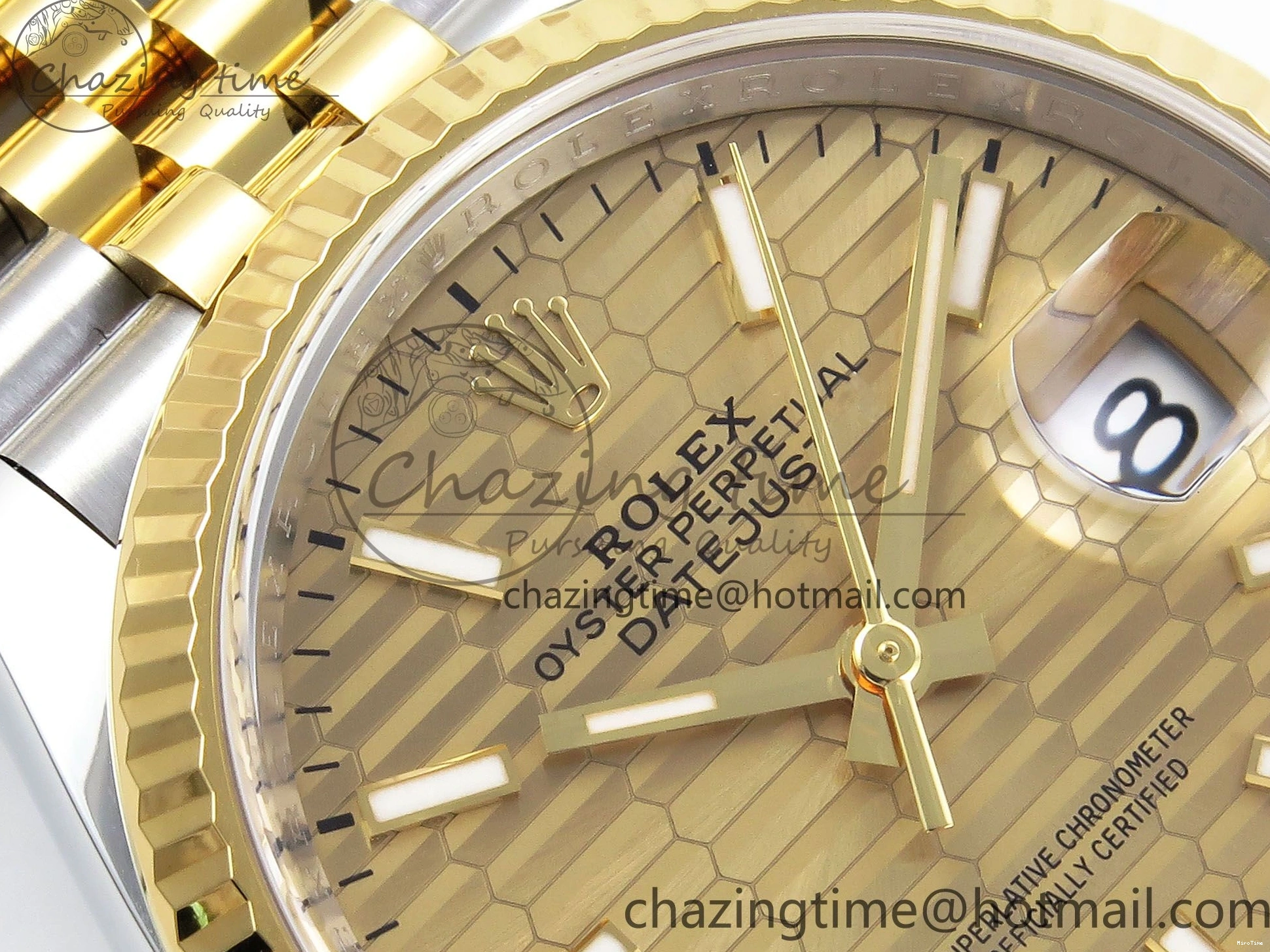 MiroTime 0112 DateJust 36 126233 Clean 1:1 Best Edition 904L Steel YG Textured Stick Dial on SS YG Jubilee Bracelet VR Trendy 1494